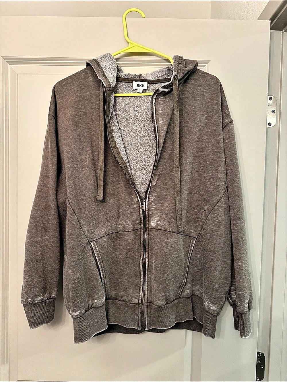 BKE Zip Front Hoodie in Brown Size Small